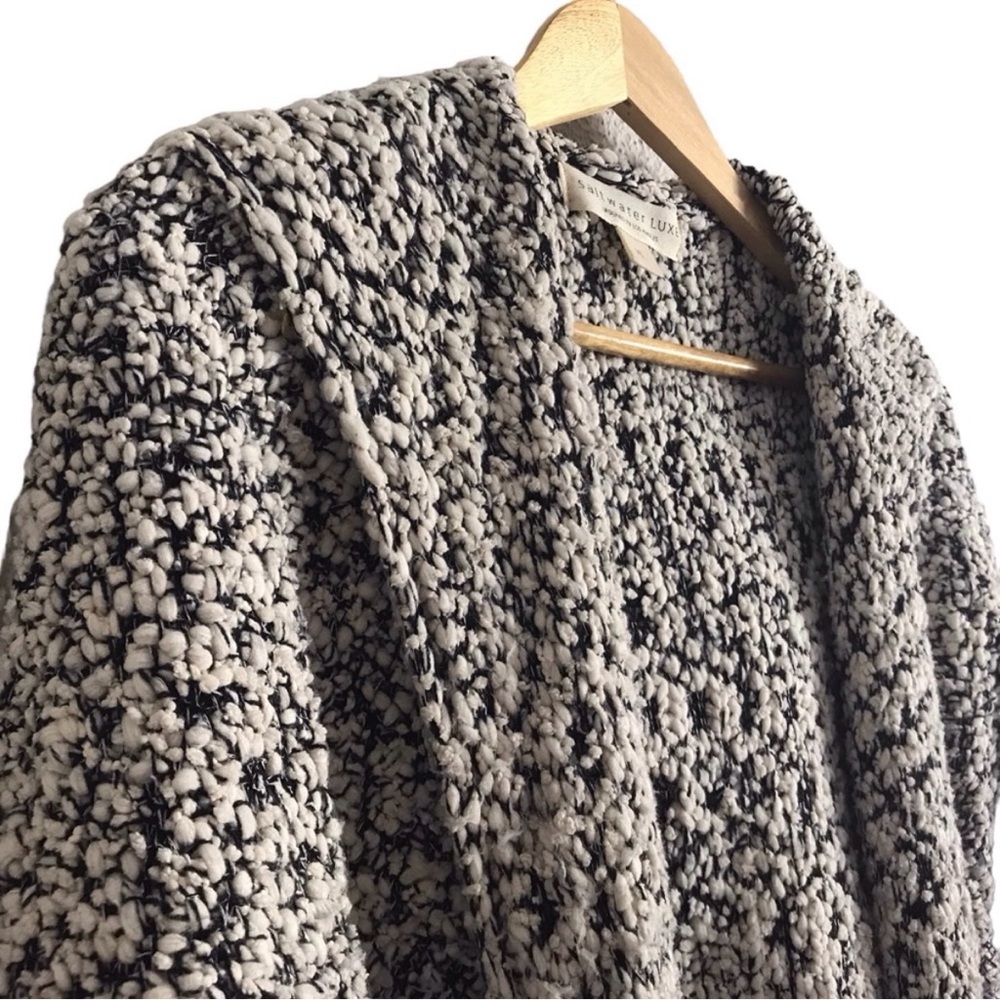 NWT Saltwater Luxe by Anthropologie Black and White Hooded Cardigan Small